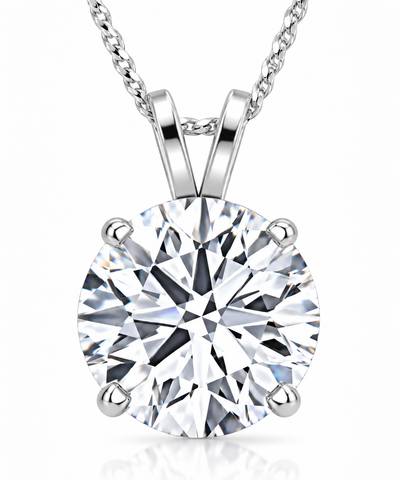 2Ct Solitaire Round Diamond Necklace 14k White Gold Lab Grown Pendant