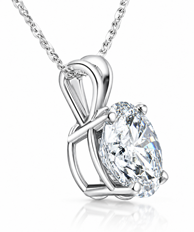 Certified 5Ct H/VS2 Solitaire Diamond Pendant 14k White Gold Lab Grown Necklace