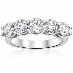 G/VS 2 Carat 5-Stone Round Lab Grown Round Diamond Wedding Ring 14K White Gold