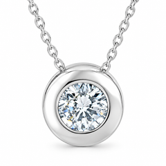 14K White Gold 1/2ct Round Cut Solitaire Diamond Solitaire Bezel Pendant