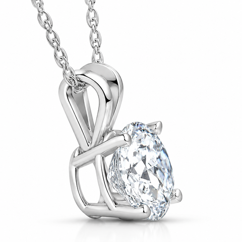 Certified 1Ct Round Diamond Solitaire Pendant Gold Necklace Lab Grown (FG/VS)
