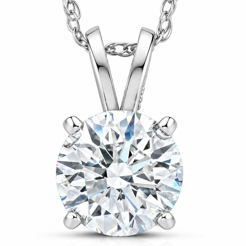 Certified 1Ct Round Diamond Solitaire Pendant Gold Necklace Lab Grown (FG/VS)