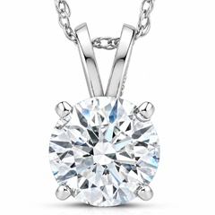 Certified 1Ct Round Diamond Solitaire Pendant Gold Necklace Lab Grown (FG/VS)