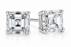 VS 1 1/4 Ct Asscher Cut Solitaire Moissanite Studs Womens Earrings White Gold