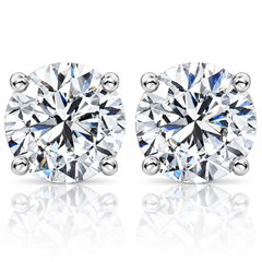 2 - 6 Ct TW Round Diamond Studs in 14k Gold Lab Grown Women's Earrings