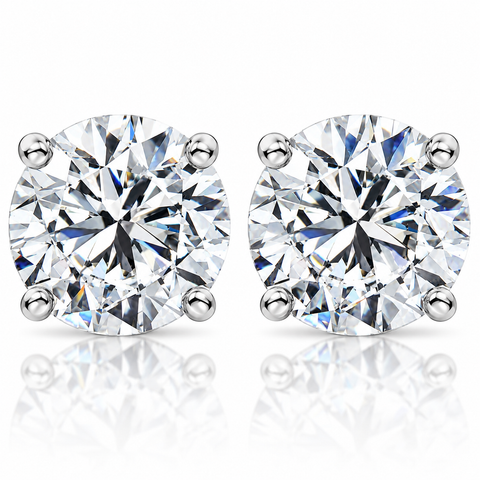 F/VS 1.50Ct TW Diamond Studs in 14k White or Yellow Gold Lab Grown