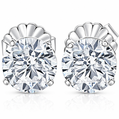 Certified 8Ct TW Diamond Studs Lab Grown 14k White Gold