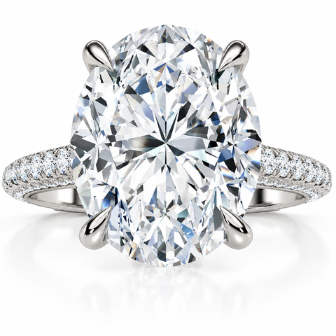 Certified 4.30Ct Oval Diamond Side Halo Engagement Ring 14k White Gold Lab Grown
