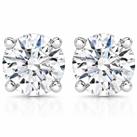 Certified 3Ct TW Diamond Studs 14k Gold Screw Backs Lab Grown (FG,VS2-SI1)