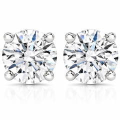 Certified 3Ct TW Diamond Studs 14k Gold Screw Backs Lab Grown (FG,VS2-SI1)