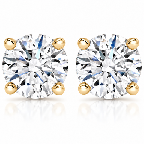 1 1/4Ct TW Round Brilliant Diamond Screw Back Studs 14k Yellow Gold Lab Grown