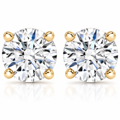 1 1/4Ct TW Round Brilliant Diamond Screw Back Studs 14k Yellow Gold Lab Grown