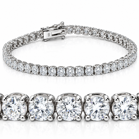 9 ct Round Lab Grown Diamond Tennis Bracelet 14K White Gold 7"