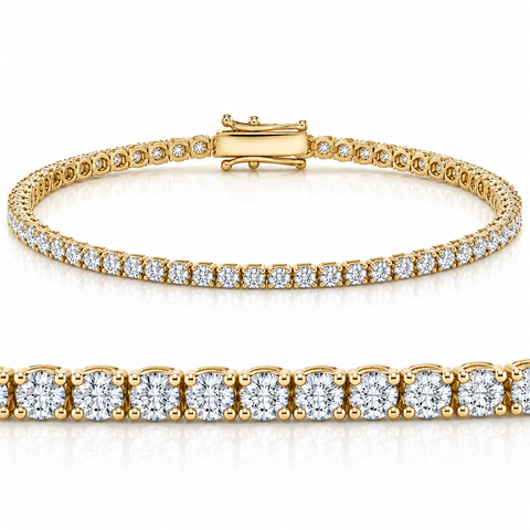4 Carat TW Round Cut Lab Grown Diamond Tennis Bracelet 14k Yellow Gold Lab Grown
