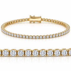 4 Carat TW Round Cut Lab Grown Diamond Tennis Bracelet 14k Yellow Gold Lab Grown