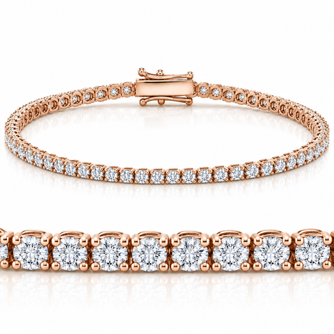 VS 4 Carat Diamond Tennis Bracelet 14k White, Yellow, or Rose Gold Lab Grown 7"