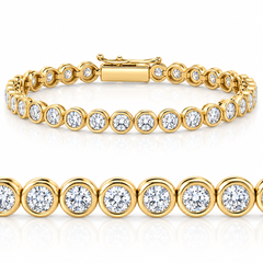 8Ct Bezel Diamond Tennis Bracelet Yellow Gold Lab Grown