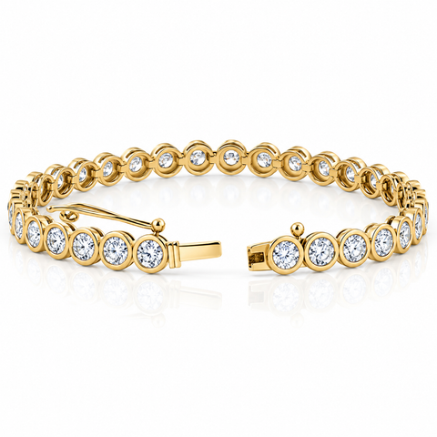 8Ct Bezel Diamond Tennis Bracelet Yellow Gold Lab Grown