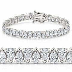 10Ct Pear Shape Diamond Tennis Bracelet Wide 14k White Gold Lab Grown (F-G, VS)