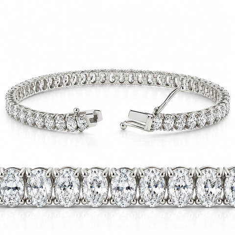 10Ct Oval Diamond Tennis Bracelet 14k Gold 7" Lab Grown North South Set