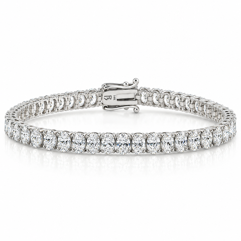 10Ct Oval Diamond Tennis Bracelet 14k Gold 7" Lab Grown North South Set