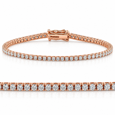 2 Ct TW Lab Grown Round-Cut Diamond Tennis Bracelet 7" 14k Rose Gold