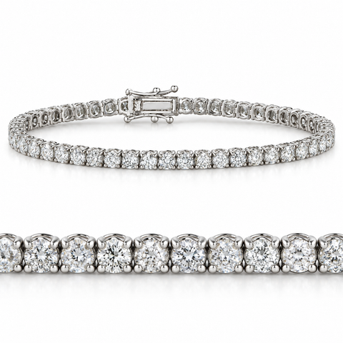 14k White, Rose, or Yellow Gold Round Diamond Tennis Bracelet 5cttw 7" Women's