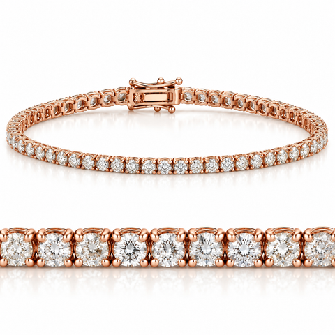 14k White, Rose, or Yellow Gold Round Diamond Tennis Bracelet 5cttw 7" Women's