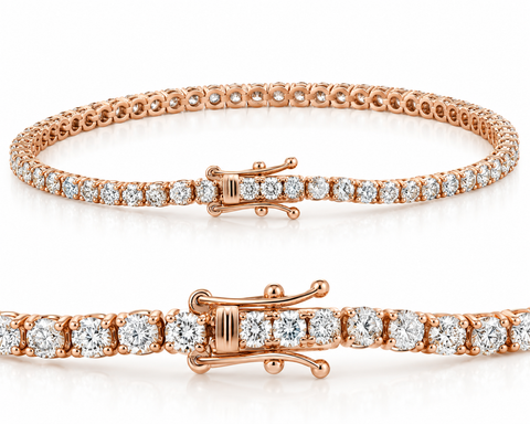 14k White, Rose, or Yellow Gold Round Diamond Tennis Bracelet 5cttw 7" Women's
