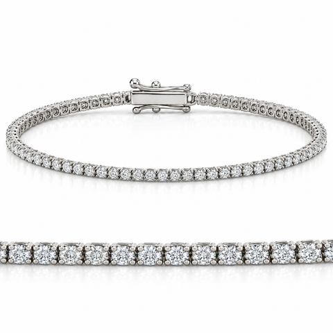3 Ct TW Round Cut Lab Grown Diamond Tennis Bracelet In 14k White Gold 7"