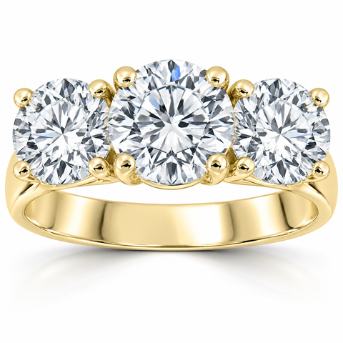 Certified 5Ct Three Stone Diamond Engagement Anniversary Ring 14k Gold Lab Grown