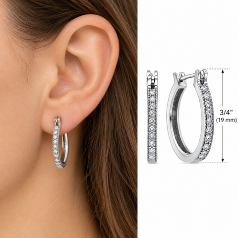 1/4ct Diamonds Hoops Milgrained 14K White Gold