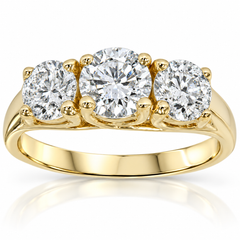 3 1/2ct GVS Diamond 3-Stone 14k Yellow Gold Engagement Ring Lab Grown