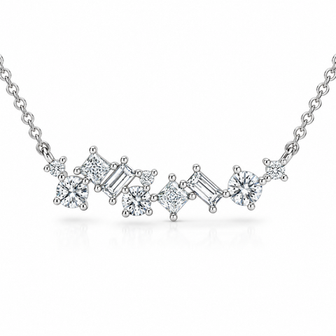 1Ct TW Diamond Mixed Fancy Shape Designer Necklace 14k Gold Lab Grown Pendant