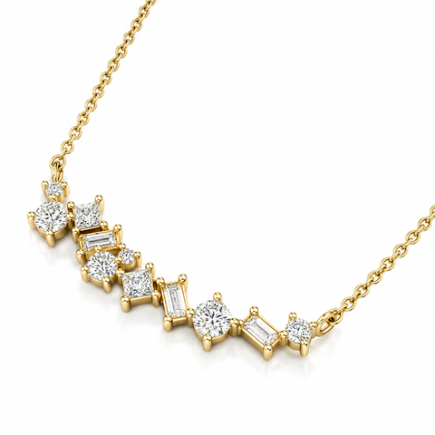 1Ct TW Diamond Mixed Fancy Shape Designer Necklace 14k Gold Lab Grown Pendant