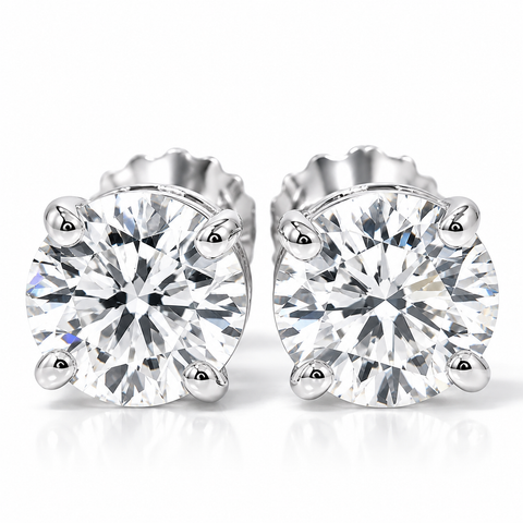 VS 1/2Ct TW Diamond Studs in 14k White or Yellow Gold Lab Grown