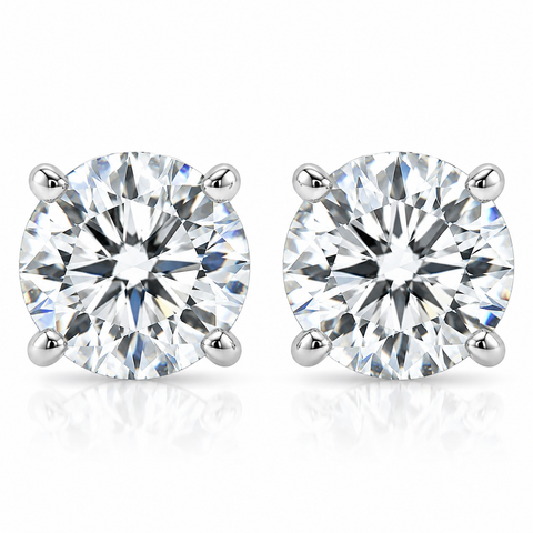 Certified VS 1 1/2Ct Round Diamond Studs in 14k Gold Lab Grown (GH/VS2-SI1)