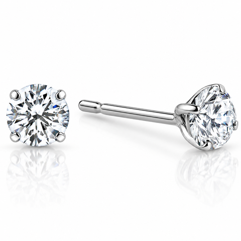 G/VS .25 Ct Small Diamond Studs 14k White Gold Lab Grown