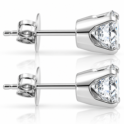 Certified 1Ct TW Round F/VS Diamond Studs 14k Gold Lab Grown