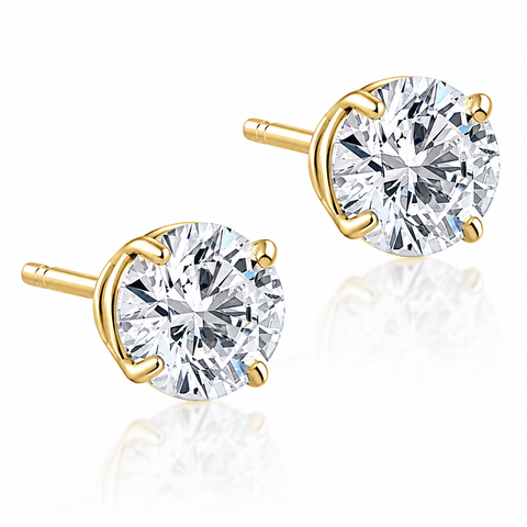 2.50Ct T.W. Round Cut 14k Yellow Diamond Studs Lab Grown Women's Earrings