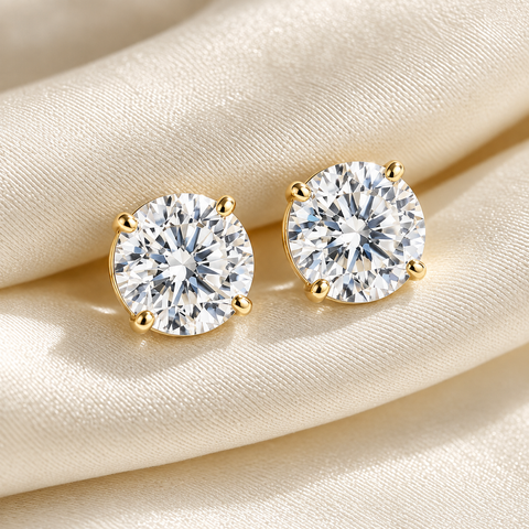 2.50Ct T.W. Round Cut 14k Yellow Diamond Studs Lab Grown Women's Earrings