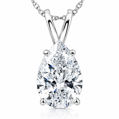 Certified G/VS 2Ct Pear Shape Lab Grown Diamond Pendant 14k White Gold Necklace