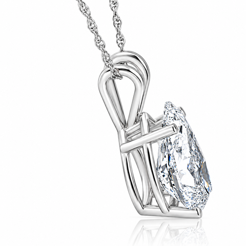 Certified 3Ct Pear Shape Solitaire Lab Grown Diamond Pendant White Gold Necklace