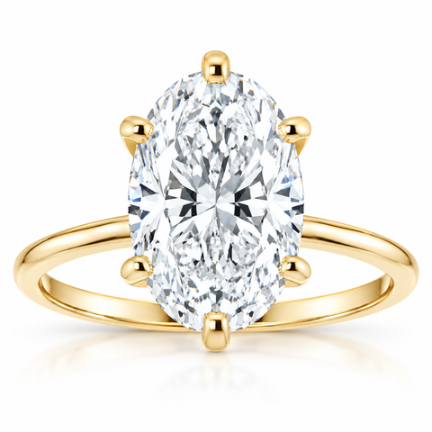 VVS 3Ct Oval Moissanite Solitaire Engagement Ring 14k Yellow Gold