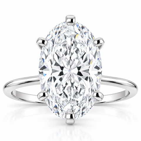 VVS 3Ct Oval Moissanite Solitaire Engagement Ring 14k White Gold