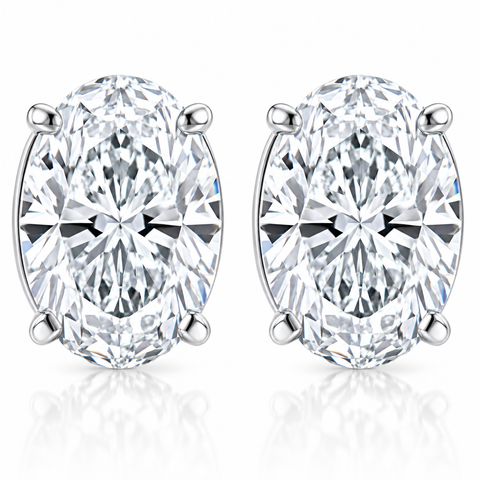 VVS 2 Ct Oval Moissanite Studs 14k White Gold Earrings