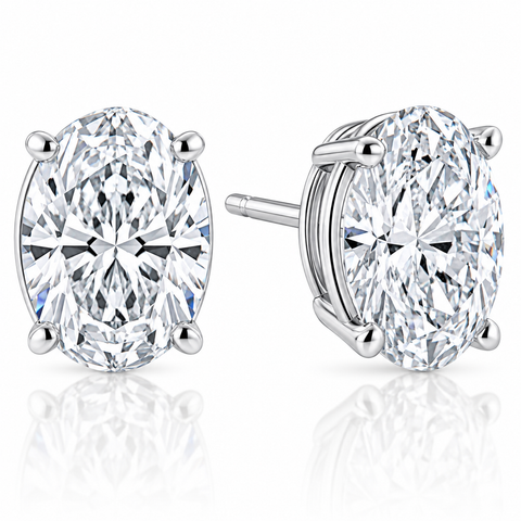VVS 2 Ct Oval Moissanite Studs 14k White Gold Earrings