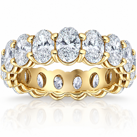 6 Ct TW Oval Cut Moissanite Eternity Ring 14k Yellow Gold Womens Wedding Band