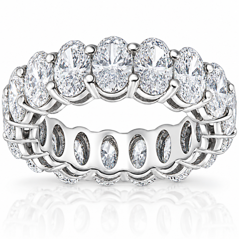 G/VS 6 Ct Oval Moissanite Eternity Ring Womens Wedding Band White Gold