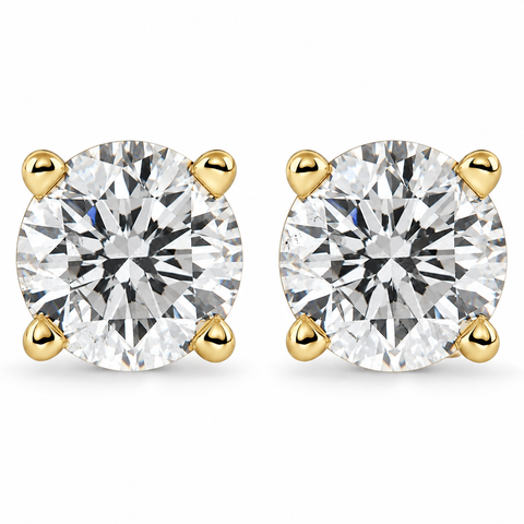 1/2Ct Round Brilliant Cut Diamond Stud Earrings in 14K White or Yellow Gold